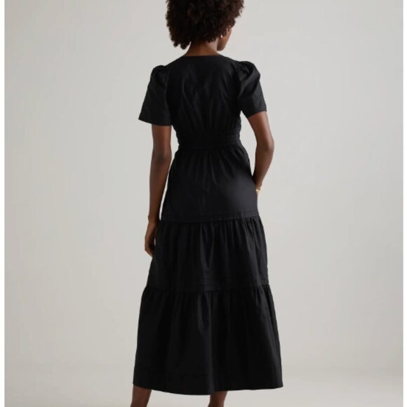 QUINCE IT DRESS in black - 100% Organic Cotton Poplin Tiered Maxi Dress - Picture 5 of 5